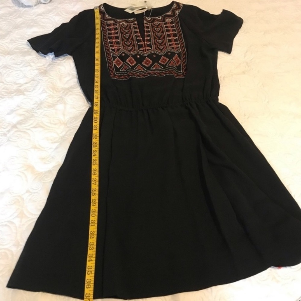 Tory Burch Bristol Silk Embroidered Embellished Black Dress Size 4 - Picture 6 of 9